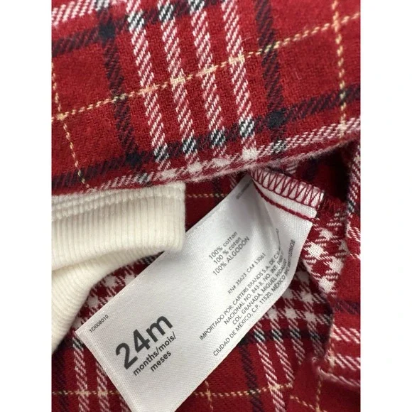 NWOT Carter's Babygirl 2 Piece Bodysuit Red Plaid Dress Size 24M - Picture 4 of 6